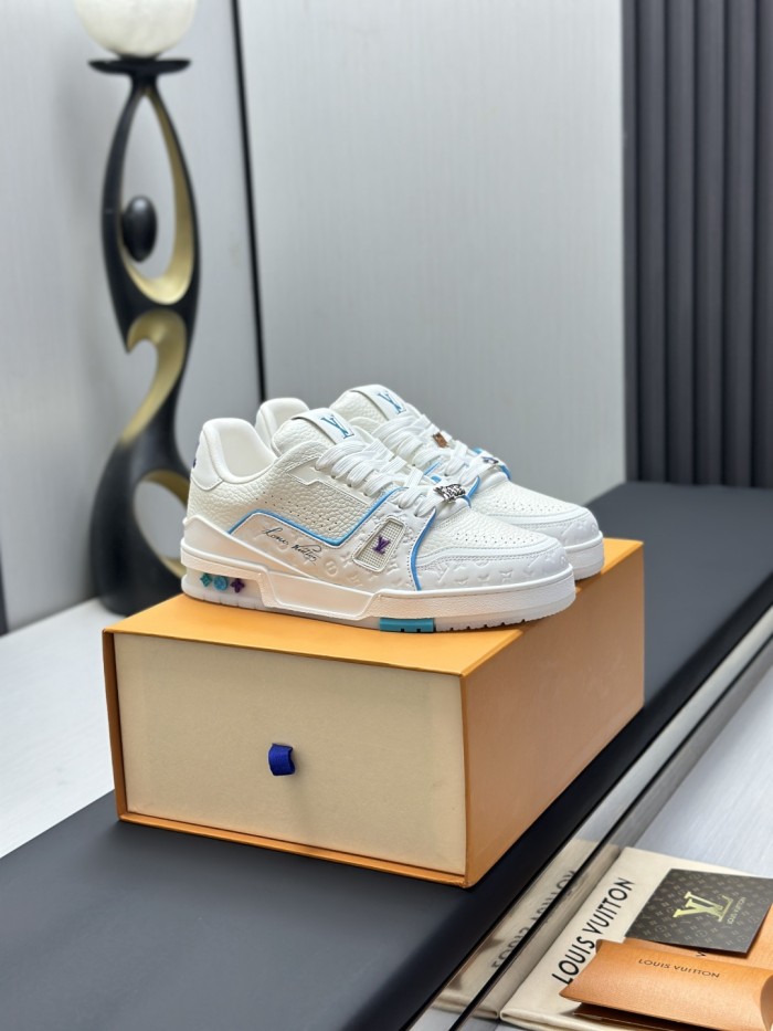 1:1 quality version 28367499 Cowhide Patchwork White Shoes 3 colors