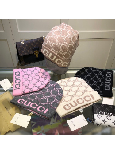1:1 quality version Letter G Jacquard Wool Blend Knit Beanie 5 colors