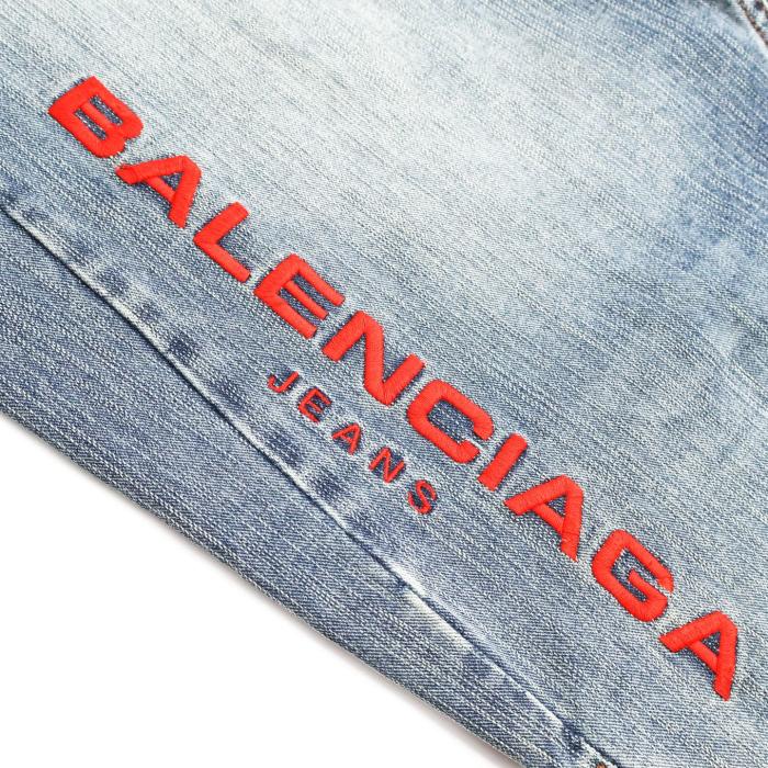 1:1 quality version 28429082 Red logo embroidered denim jeans