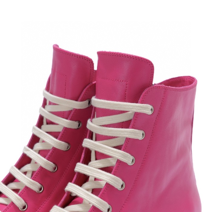 1:1 quality version Red pink thin lace zippered high top shoes