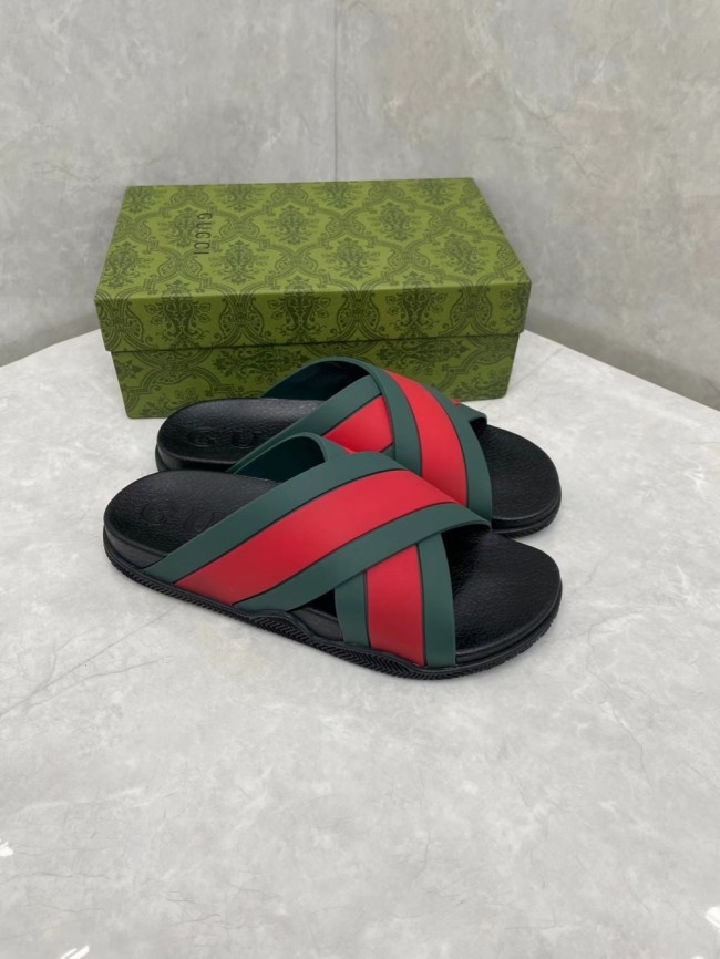 1:1 quality version Red and Green Cross Strap Slippers