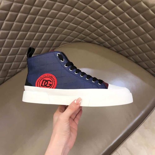 DOLCE AND  G@BB@N@ QUILTED TWO-TONE NYLON PORTOFINO LIGHT MID-TOP SNEAKERS   DG105