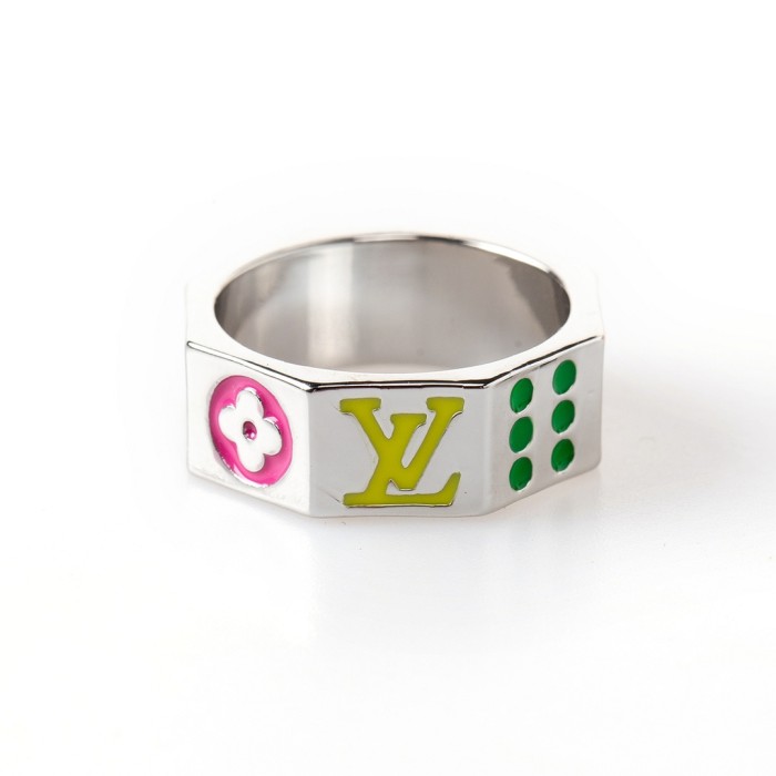 Monogram Floral Multi-faceted Metal Ring 28622669