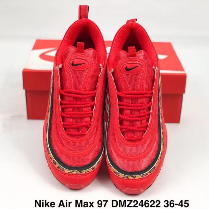 Air Max 97 Red Leopard Print Strip Full-Length Air Cushion Running Shoes 29062799