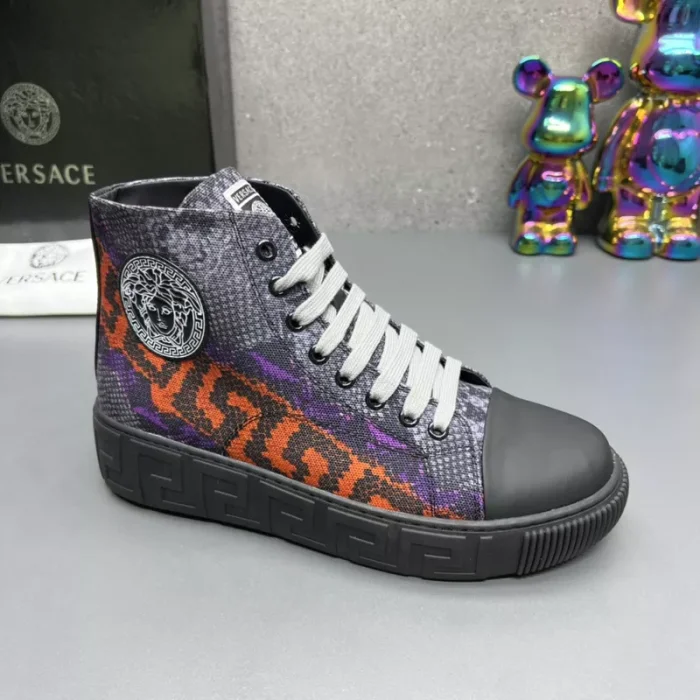 VERS@CE SNAKESKIN EMBOSSED LEATHER HIGH TOP SNEAKERS   VS65