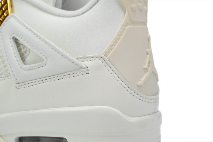 [plus-size shoes]Jordan 4   Metallic Gold  White Leather Basketball Shoes 29035156