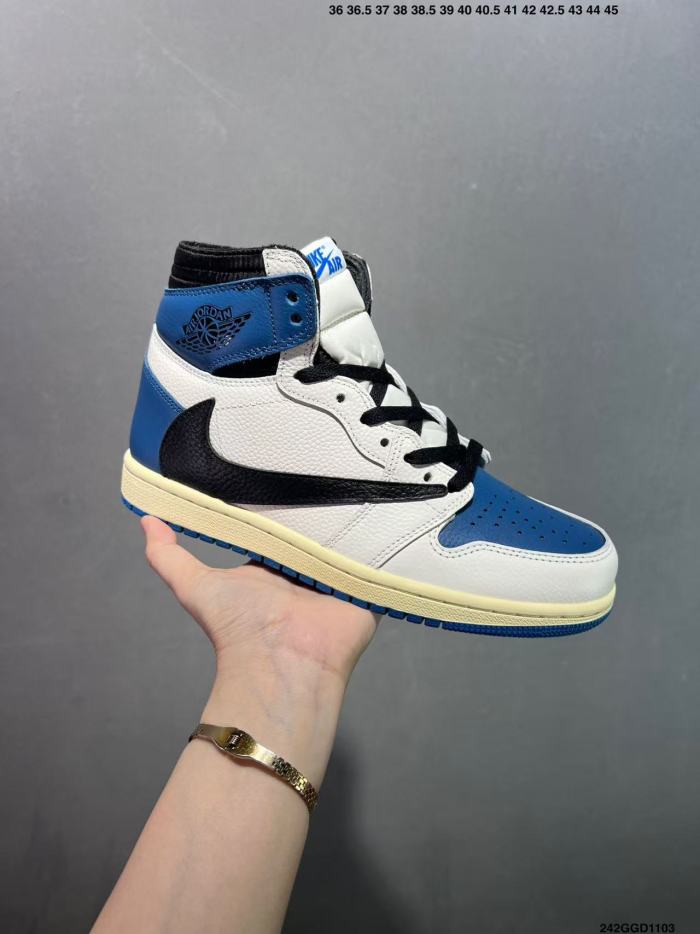 [plus-size shoes]1:1 quality version Tr@vis Scott x Fr@gment x @j1 Retro Blue White High Top Basketball Shoes 28877984