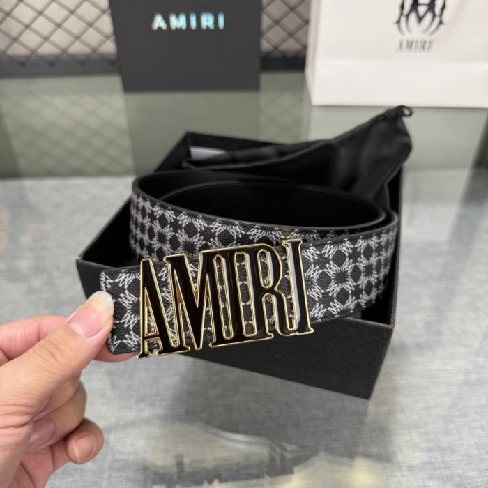 1:1 quality version Full-Print AM Logo Belt 5 colors 【Width 3.8 cm】28659912