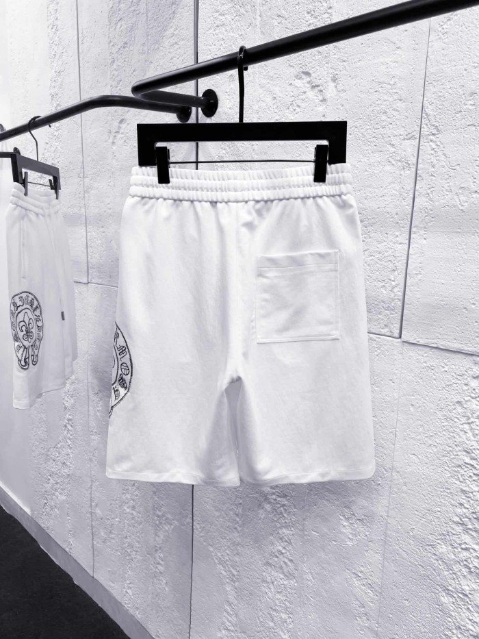 1:1 quality version White Horseshoe Embroidered Drawstring Sweat Shorts 29092174
