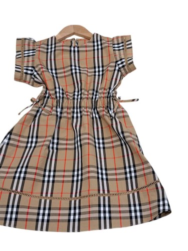 Vintage Check Drawstring Waist Cotton Dress for Kids 29010796