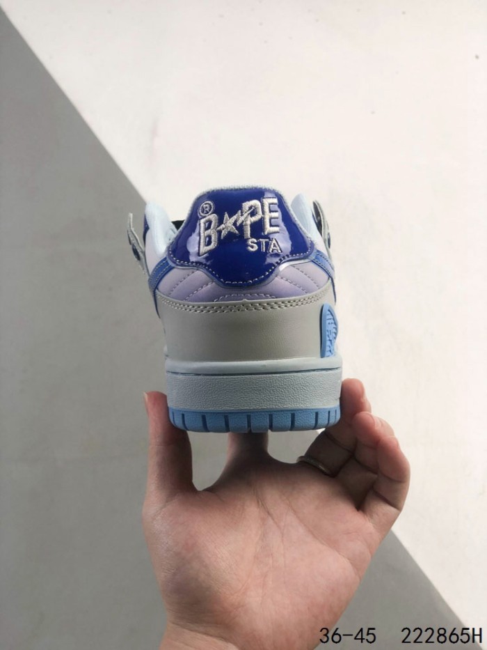 Kraft leather gradient blue purple low top sneakers