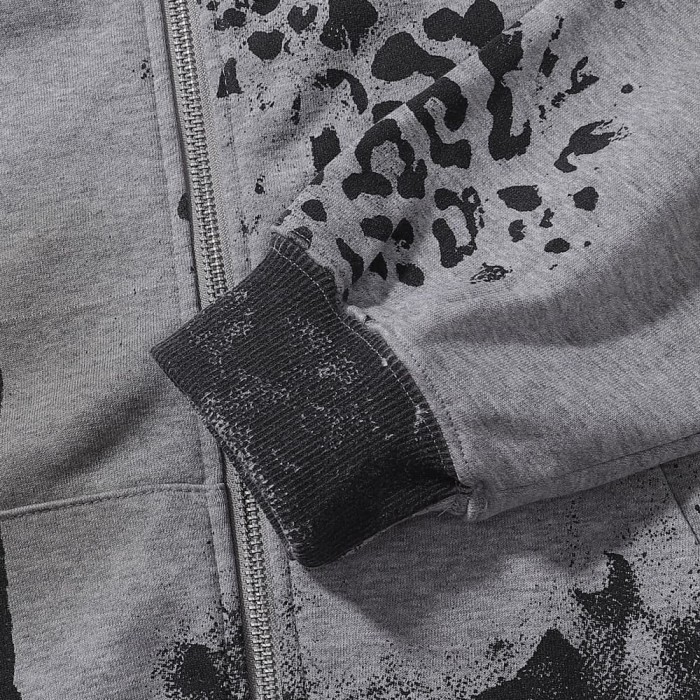 Black Spot Leopard Print Washed Version Hoodie 28709902