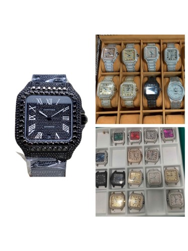 1:1 quality version Black Moissanite Diamond-Studded Santos Mechanical Watch【Dial diameter：39.8mm】28773787