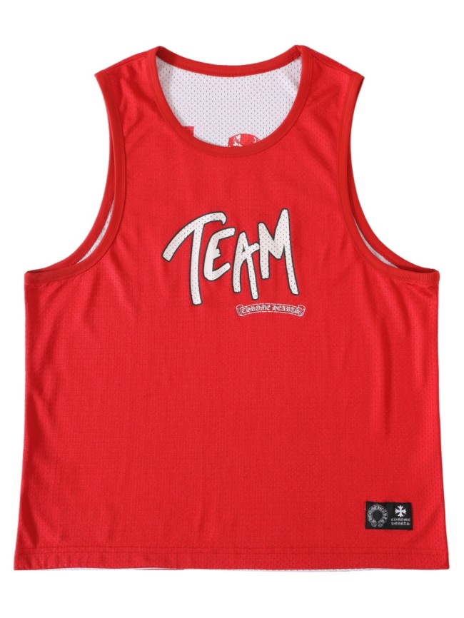 1:1 quality version TEAM Letter Print Reversible Red Mesh Sleeveless Tank Top Vest 29082295