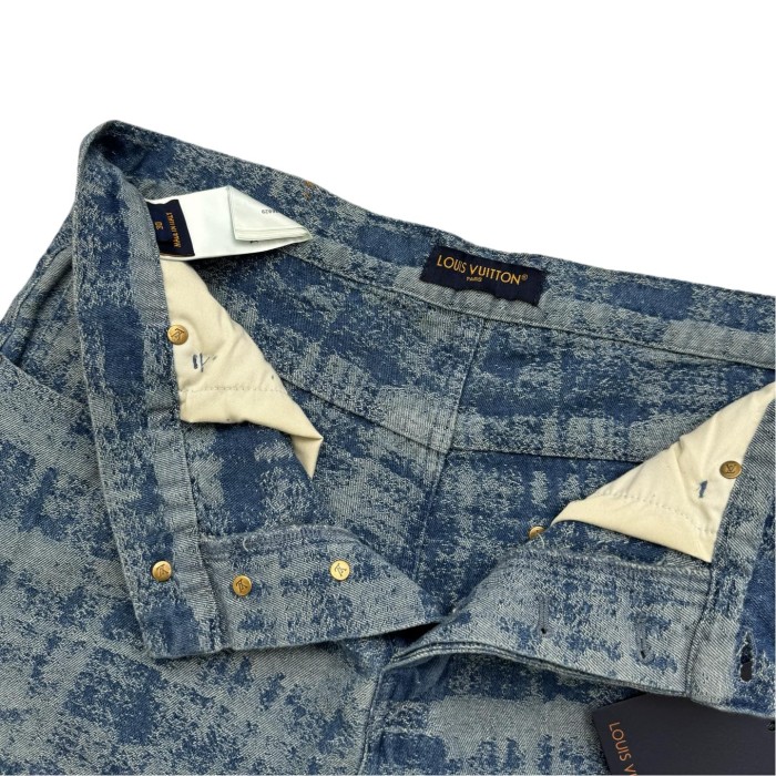 1:1 quality version Bleached Plaid Jacquard Denim Jeans 28759547