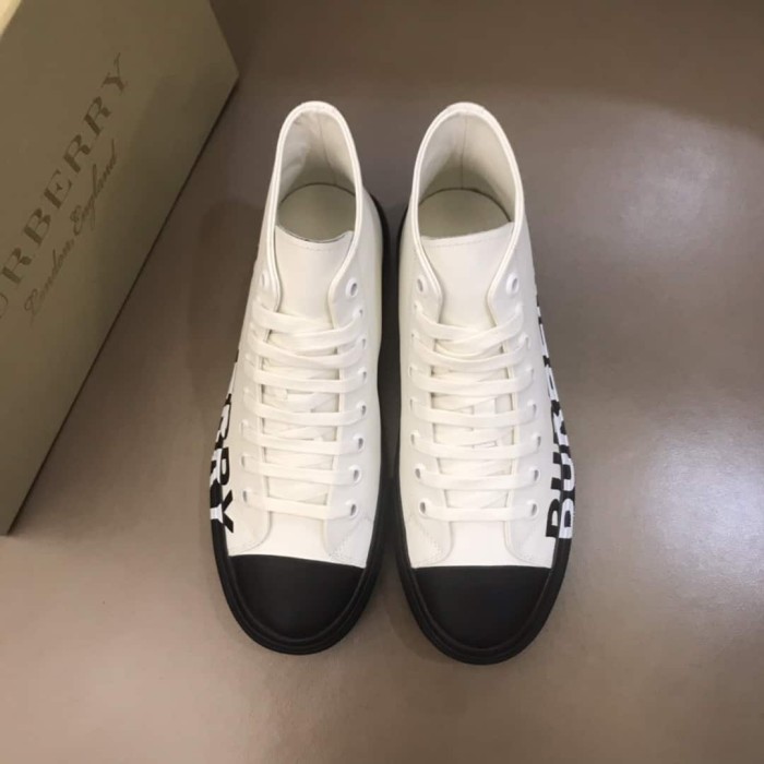 BURB5RRY LOGO PRINT GABARDINE HIGH-TOP SNEAKERS   BBR32