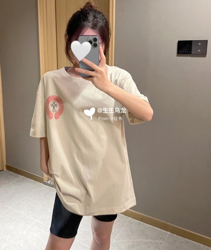 1:1 quality version Cream White Heart Cross Red Horseshoe T-Shirt 29093498