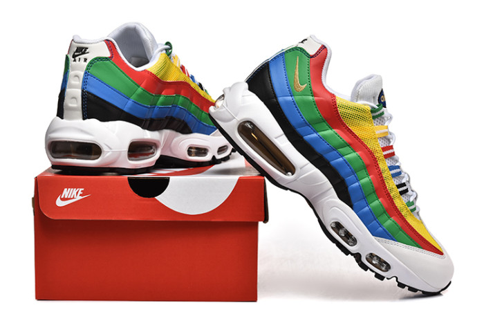 [plus-size shoes]Air Max 95 Multicolor Rainbow Mesh  Air Cushion Running Shoes 29044792