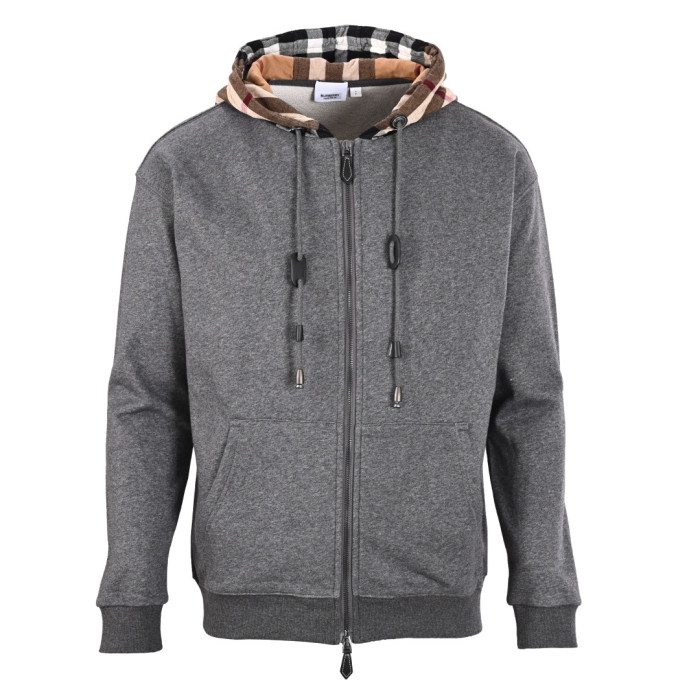 1:1 quality version Plaid Patchwork Zipper Hoodie 3 colors  28478620