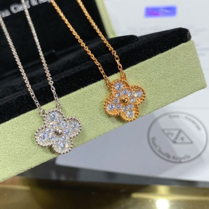 1:1 quality version Full Diamond Four-Leaf Clover Necklace 2 colors 28894554