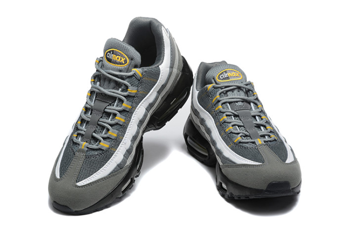 [plus-size shoes]Air Max 95 Grey White Yellow Gradient Mesh  Air Cushion Running Shoes 29044823