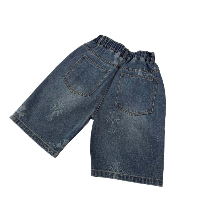 Cross Print  Washed Denim Shorts for Kids 29008975