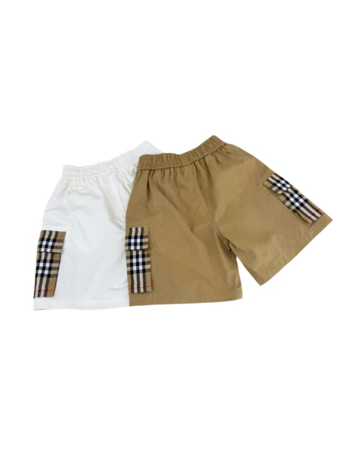 Spliced Checkered Pocket Five-point Shorts for Kids 2 colors 28999229