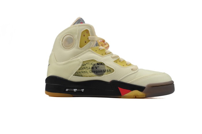 [plus-size shoes] 1:1 quality version Jordan 5 x Off-White  Sail  Canvas Basketball Shoes 29035191