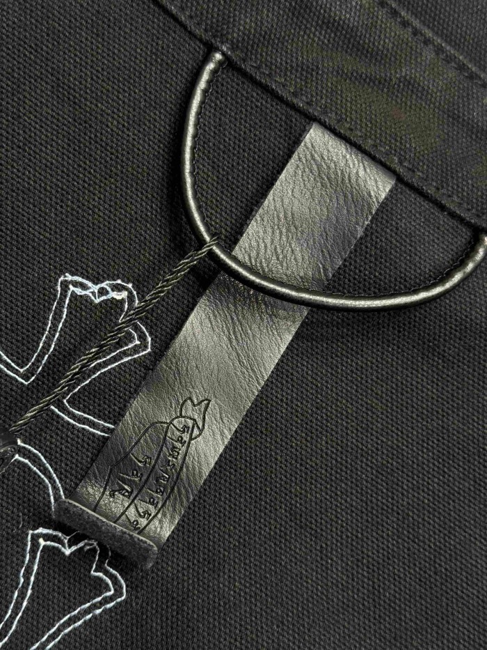 1:1 quality version green & white cross leather patches denim Vintage jacket 28959603