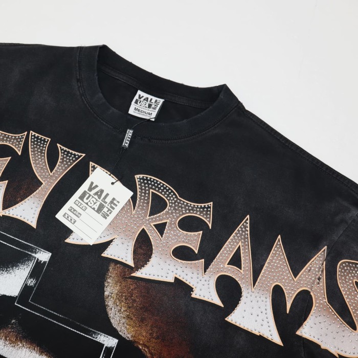 Rhinestone Letter Portrait Print Washed Version Tee 28756727