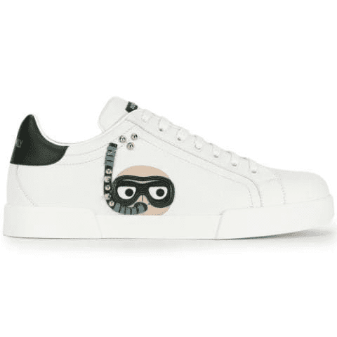 DOLCE    G@BB@N@ CALFSKIN PORTOFINO SNEAKERS WITH PATCHES OF THE DESIGNERS   DG2