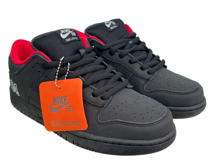 1:1 quality version Supreme x Nike SB Dunk Low Black and Red 28442637