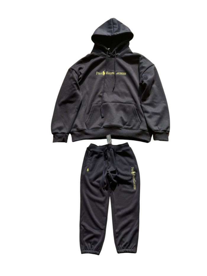 Gold Embroidered Letter Logo Hoodie & Pants Set