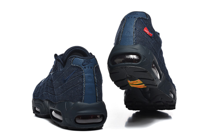 [plus-size shoes]Air Max 95Navy Blue Denim Mesh  Air Cushion Running Shoes 29044827