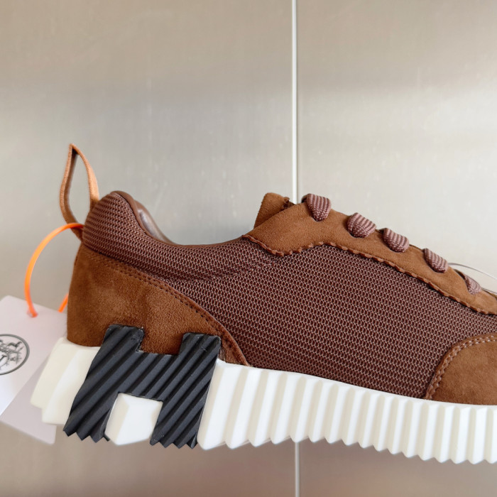 [plus-size shoes]Bouncing Couple Style Mesh & Genuine Leather Breathable Sneakers 4 colors 29085183