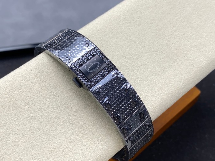1:1 quality version Black Moissanite Diamond-Studded Santos Mechanical Watch【Dial diameter：39.8mm】28773787