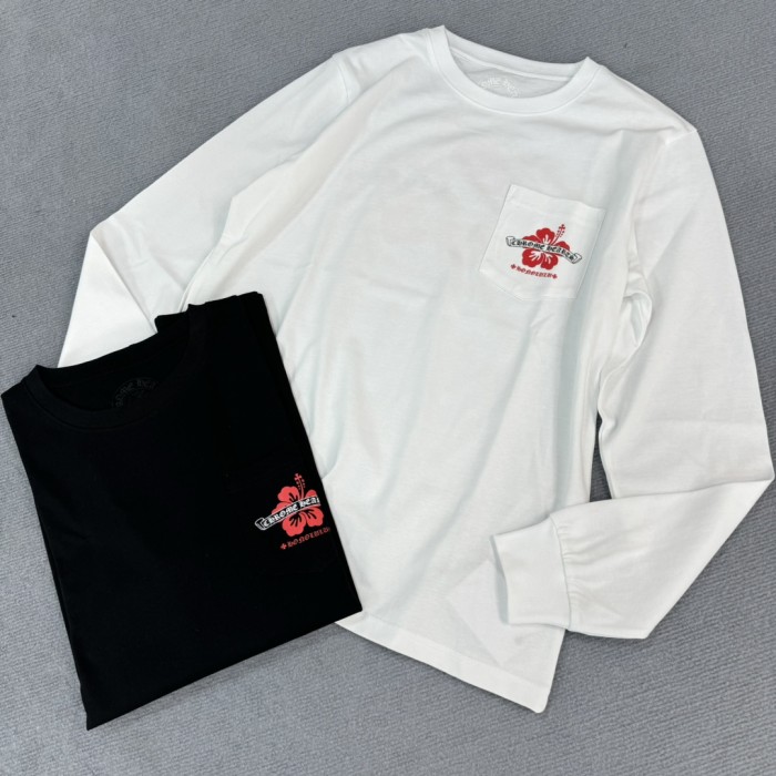 1:1 quality version Hawaii Limited Little Red Flower Print Long Sleeve T-Shirt 2 COLORS