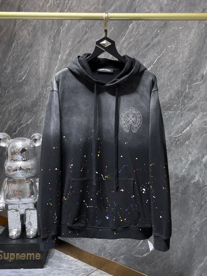 Splash Ink Gradient Rhinestone Horseshoe Hoodie 3 colors