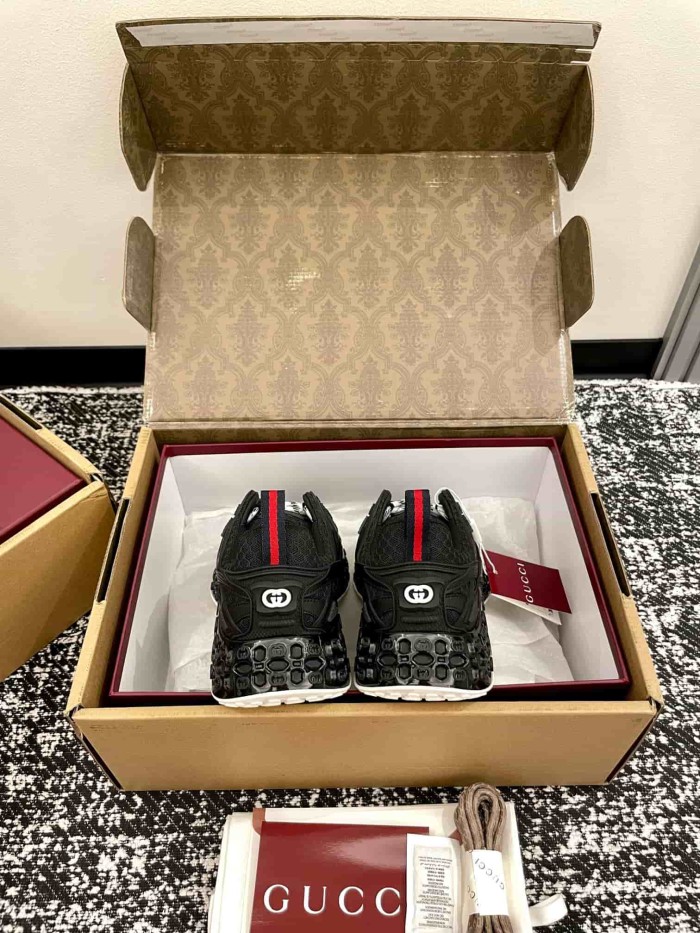 1:1 quality version Gucci Black White Mesh Low Top Sneakers Casual Techwear Shoes 28974540