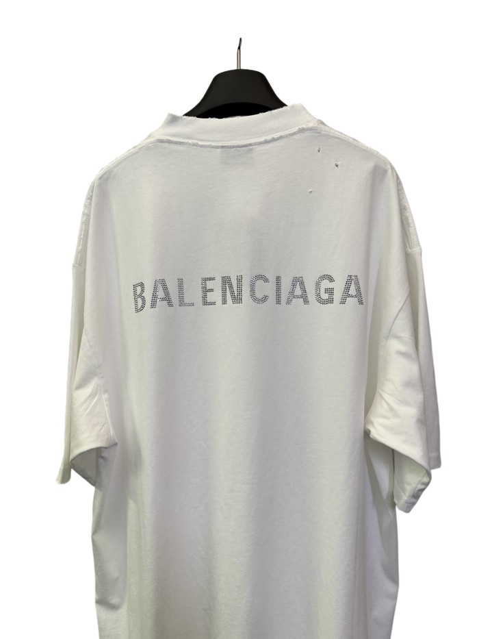 1:1 quality version Front and Back Letter Rhinestone Washed Tee 2 colors 28903003