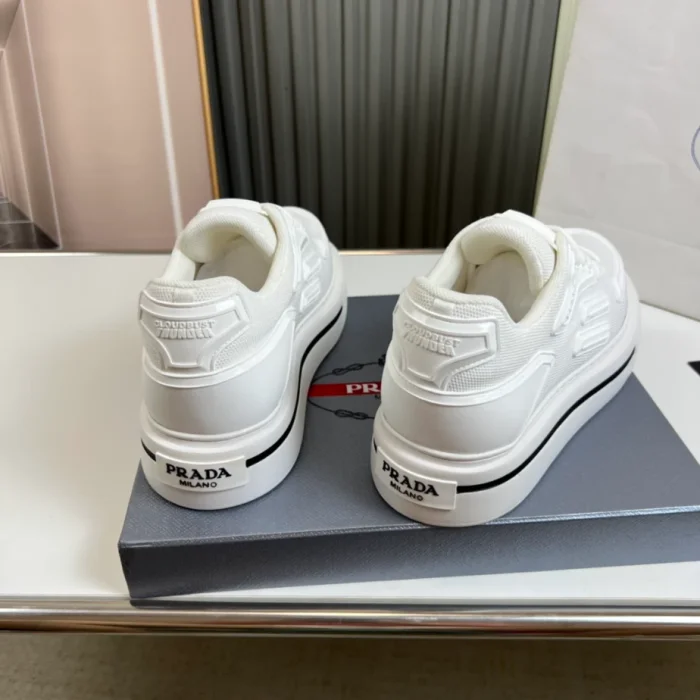 PR@DA@ MACRO RE-NYLON AND BRUSHED LEATHER SNEAKERS   PRD061