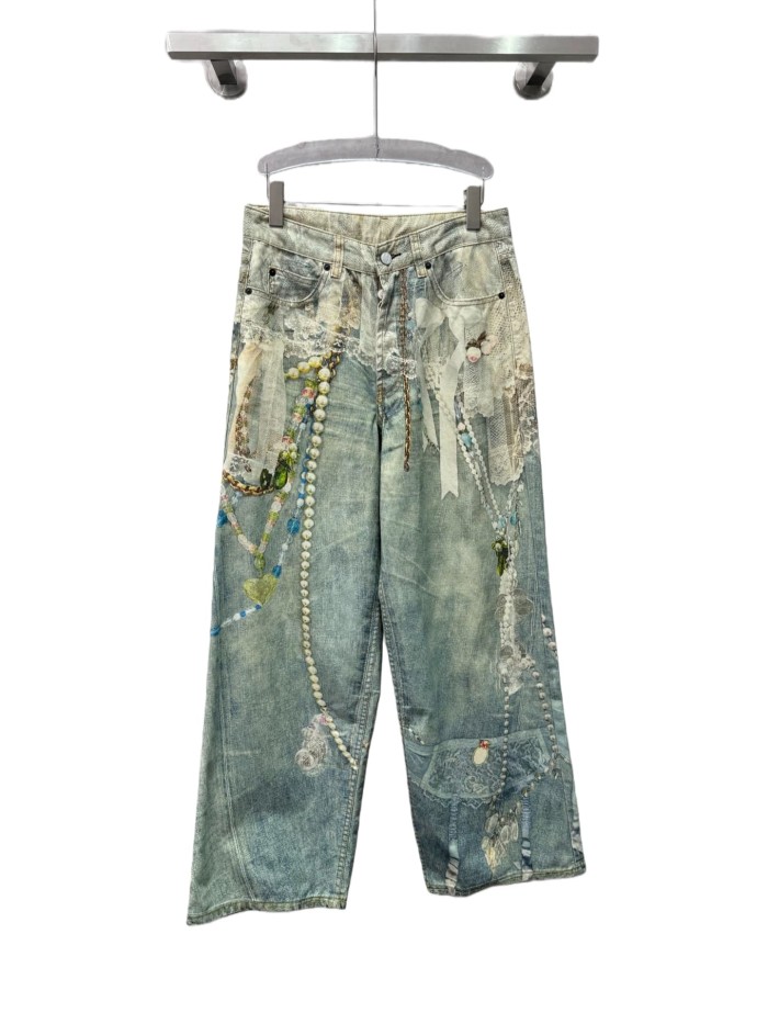1:1 quality version Lace Pearl String Jeans 28531476