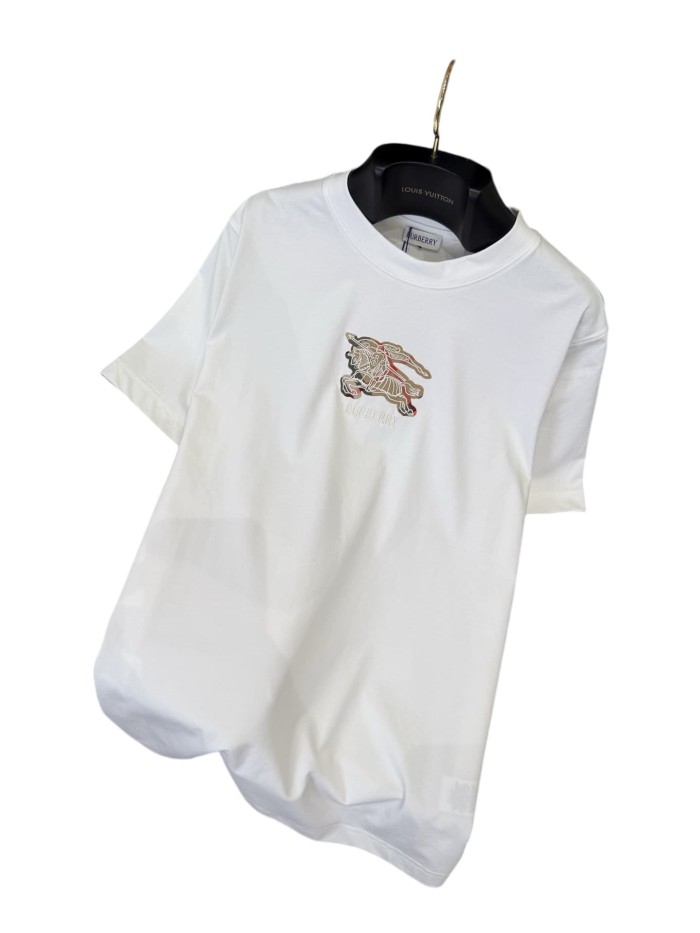 1:1 quality version plaid war horse applique crew neck T-shirt 2 colors 28965124
