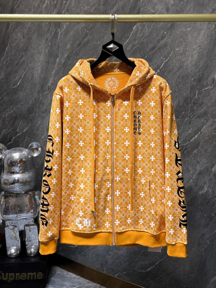 Full Printed Crucifix Flower Arm Sanskrit Letter Zipper Hoodie 3 colors