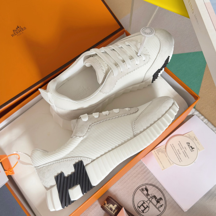 [plus-size shoes]Bouncing Couple Style Mesh & Genuine Leather Breathable Sneakers 4 colors 29085183
