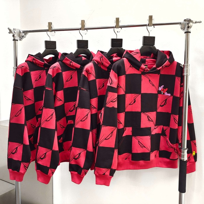 1:1 quality version AP Blue and Black Checkered Hoodie & Pants Set 2 colors 28749373