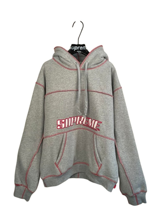 1:1 quality version Heather Grey Contrast Stitching Embroidered Fleece Lined Hooded 29082102