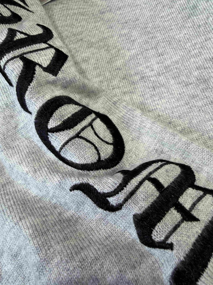 1:1 quality version Scroll Pattern Embroidered Crew Neck Wool Sweater 2 colors 28938051