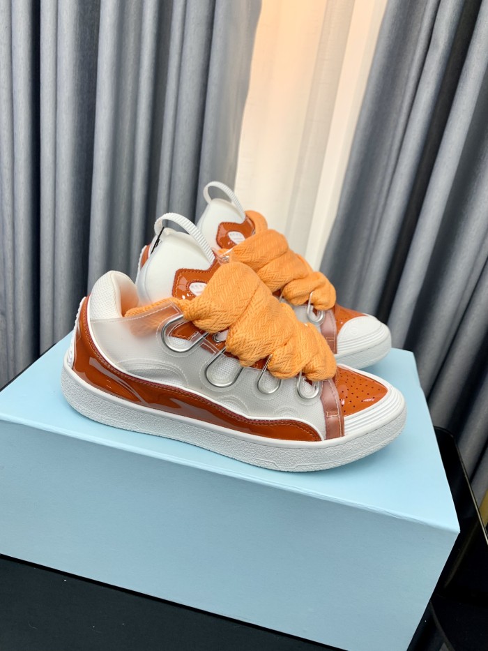 1:1 quality version Colorful Colorblocking Cowhide Bread Shoes 35 colors