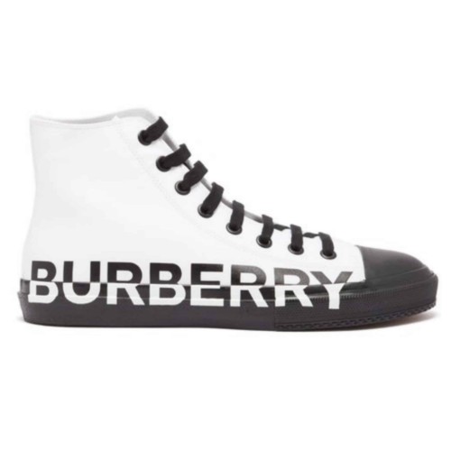 BURB5RRY LOGO PRINT GABARDINE HIGH-TOP SNEAKERS   BBR32